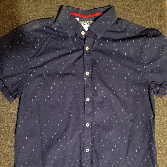 Steel & Jelly Dark Blue Button up, short sleeve Casual Shirt Large - Picture 1 of 4